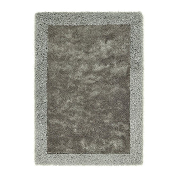 Shimmer Sparkle Soft Plain Silky Fine Yarn Polyester Shaggy Border Silver Rug-Origins-Rug Love - The Most Loved Rug Store